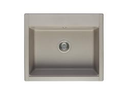 Мойка кухонная Акватон Делия 60, 60х21,8х51,7 см, врезная, литой мрамор, прямоугольная, цвет серый шелк, без отверстия под смеситель, слив-перелив