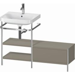 Консоль с раковиной Duravit Happy D.2 Plus c-bonded, 120х49х85 см, напольная, металл/ДСП 2 выдвижных ящика, левая, цвет: каменно-серый шелковисто-матовый /умывальник, цвет белый, керамика, 1 отверстие под смеситель