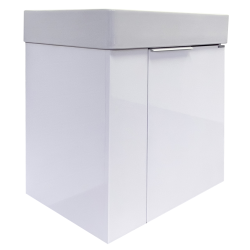 Тумба с раковиной Comforty Асти 60П, 60х70х45,5 см, подвесная, 1 распашная дверца, ЛДСП/МДФ, прямоугольная, цвет- белый глянец/раковина COMFORTY CF3WL032, прямоугольная, цвет белый, встраиваемая