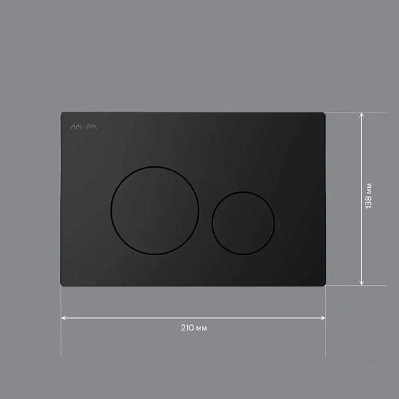 Кнопка смыва AM.PM Pro L, прямоугольная, цвет черный матовый, пластик, клавиша управления для сливного бачка, инсталляции унитаза, двойная, пневматическая, панель, универсальная, размер 210х138х10 мм