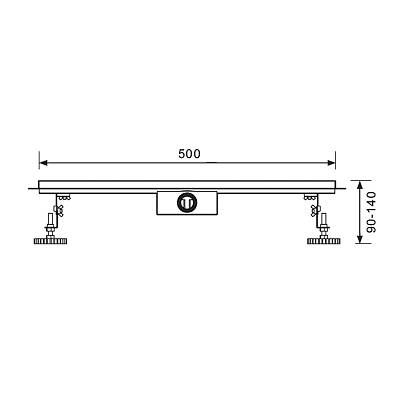 Водоотводящий желоб Raglo R653.50.05 щелевой, 500 мм, цвет сатин, поворотный сифон 360°, DN 50 