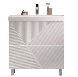 Тумба под раковину Velvex Edge 800-0-2, 804х393х796 мм напольная, цвет белый глянец, 2 выдвижных ящика, подходит раковина 9696-80, универсальная, в ванную комнату