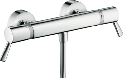 Смеситель для душа Hansgrohe Ecostat Comfort с удлиненной рукояткой, термостатический, наружного монтажа, керамический, настенный, без излива/шланга/лейки, латунь, цвет хром
