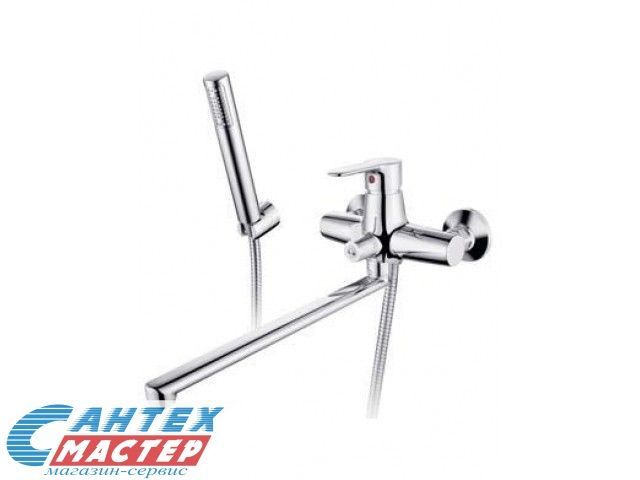 Смеситель для ванны/душа Osgard Oppning однорычажный, керамический, настенный, излив поворотный 320 мм, с гибким шлангом, душем/лейкой, латунь, цвет хром, длинный, универсальный, горизонтальный, рычажный, кран, комплект, сантехника, размер