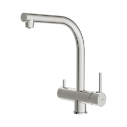 Смеситель для кухни/мойки Cersanit CREA с подключением фильтра, однорычажный, поворотный, керамический, излив 218 мм, высота излива 281 мм латунь, цвет глянцевый хром