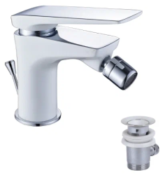 Смеситель для биде Lemark Allegro, для унитаза/биде, однорычажный, неповоротный, длина 113 мм, латунь, цвет хром/белый Смеситель для биде Lemark Allegro, для унитаза/биде, однорычажный, неповоротный, длина 113 мм, латунь, цвет хром/белый