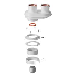 Адаптер моноблочный ROMMER для перехода на двухтрубную систему 80/80 универсальный, сварной (кроме Immergas и Navien Deluxe 75/100 стар.)