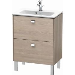 Тумба под раковину Duravit Brioso, 62х38,9х68,3 см, напольная, цвет: сосна серебристая/хром, 2 выдвижных ящика, ДСП, прямоугольная, левая/правая, в ванную комнату