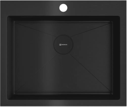 Мойка кухонная Omoikiri Akisame 59-GB, 51х59 см, врезная, из нержавеющей стали, прямоугольная, цвет графит, с отверстием под смеситель, без крыла, слив-перелив, врезная в столещницу, для кухни