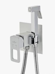 Смеситель для биде VIEIR с гигиеническим душем, встраиваемый, однорычажный, керамический, без излива, с гибким шлангом/лейкой, латунь, цвет белый