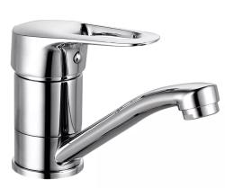 Смеситель для раковины/умывальника VIEIR, однорычажный, поворотный, керамический, длина излива 180 мм, латунь, цвет хром