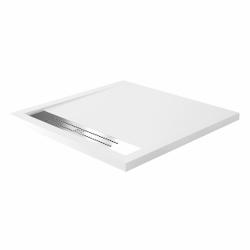 Душевой поддон WasserKRAFT Mindel, 90х90х4 см, 85T03 квадратный, искусственный камень (мраморная крошка карбонат кальция кварц), низкий, цвет: белый матовый, с бортиком, с антискользящим покрытием