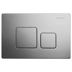 Кнопка смыва Aquanika BASIC R-type, двойной смыв, хром матовый, клавиша управления для сливного бачка, инсталляции унитаза, двойная, механическая, универсальная, размер 2,0×24,4×16 см
