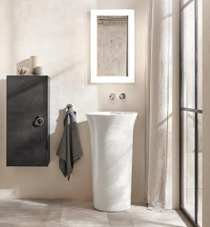 Раковина DURAVIT White Tulip WonderGliss 50х50х90 см, напольная, круглая, санфарфор, цвет белый, без отверстия/площадки под смеситель, слив горизонтальный/в стену, антигрязевое покрытие, без перелива