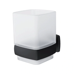 Стакан AM.PM Gem с настенным держателем, цвет черный, настенный, металл/стекло, для душа/ванны/зубных щеток, в ванную комнату