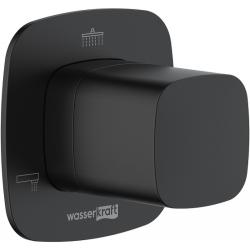 Переключатель потоков WasserKRAFT Nuthe, на 3 выхода, для душа, встраиваемый (скрытый) монтаж, латунь, цвет: черный матовый