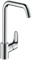 Смеситель для кухни/мойки Hansgrohe Focus M41, 260 1jet, однорычажный, керамический, с поворотным Г-образным изливом, длина 20,4 см, латунь, цвет хром 31820000
