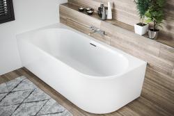 Ванна Riho Desire Velvet, с функцией Riho Fall, LED/ЛЕД подсветка, 184х84 см, акриловая, цвет- белый/черный матовый, (без гидромассажа), овальная, левосторонняя, левая, пристенная