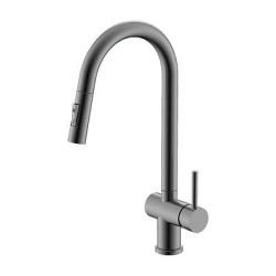 Смеситель для кухни/мойки Splenka S204.49.09 однорычажный, поворотный/выдвижной излив, керамический, высота 237 мм, длина 206 мм, нержавеющая сталь, цвет графит