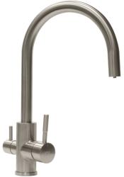 Смеситель для кухни/мойки Ukinox, с подключением фильтра для питьевой воды, однорычажный, поворотный, керамический, длина излива 210 мм, высота 220 мм нержавеющая сталь, цвет нержавеющая сталь 