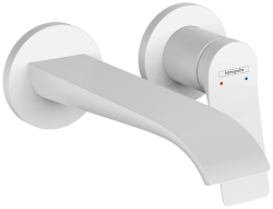 Смеситель для раковины Hansgrohe Vivenis, скрытого монтажа, встраиваемый/настенный, однорычажный, фиксированный излив, длина 19,2 см, керамический, латунь, цвет матовый белый, незапираемый сливной набор