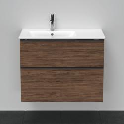 Тумба под раковину Duravit D-Neo, 81х37,2х62,5 см, подвесная, 2 выдвижных ящика, ДСП, цвет: орех темный, шкафчик навесной, прямоугольная, правая/левая, в ванную комнату
