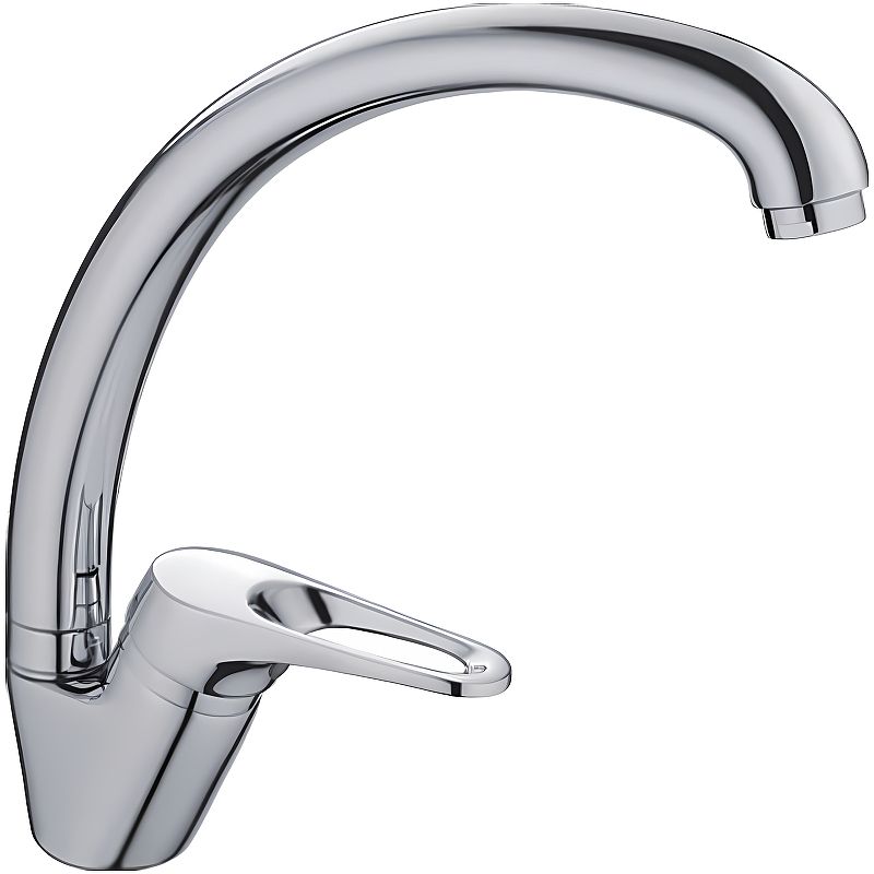 Смеситель для кухни/мойки HAIBA однозахватный, поворотный, латунный, с высоким изливом, длина 218 мм, латунь, цвет хром