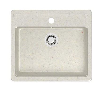 Мойка Bergg Z9, 57х50.5х20 см, врезная, из искусственного камня, прямоугольная, цвет хлопок, отверстие под смеситель, слив-перелив, для кухни