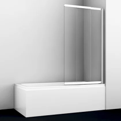 Душевая шторка на ванну WasserKRAFT Main 41S, 80х140 см, прозрачное стекло/профиль хром, раздвижная/распашная, плоская/панель, правая/левая, правосторонняя/левосторонняя, универсальная