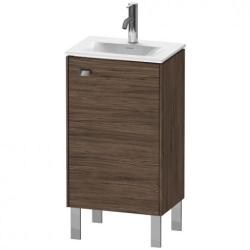 Тумба под раковину Duravit Brioso, 44х31х68,5 см, напольная, цвет: орех темный/хром, 1 распашная дверца/одностворчатая, стеклянная полка, ДСП, прямоугольная, правая, в ванную комнату