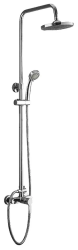 Душевая система настенная LEDEME, 722/1122 мм, цвет хром, комплект: однорычажный смеситель/тропический душ (с верхней лейкой)/лейка/стойка/шланг, латунь