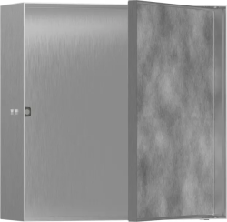 Полка Hansgrohe XtraStoris Rock 300/300/100, с дверью для облицовки плиткой, размер 30х30х10 см, встраиваемая в нишу, дверца распашная, форма прямоугольная, цвет шлифованная сталь, нержавеющая сталь, встроенная/настенная, шкаф/короб