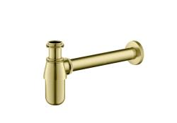 Сифон для раковины Aquatek AQ6014BG бутылочный, без выпуска, 1 1/4" горизонтальный/боковой выпуск (в стену), латунь/нержавеющая сталь, цвет шлифованное золото, для раковины/умывальника