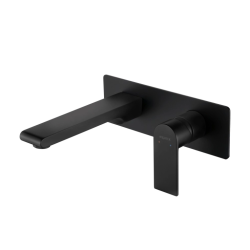 Смеситель для раковины/умывальника Aquatek Лира встраиваемый, однорычажный, неповоротный, латунь, длина излива 192 мм, керамический, цвет матовый черный