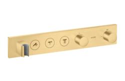 Смеситель для душа Axor ShowerSolutions Select 530/90, термостатический, для 3 потребителей, скрытого/настенного монтажа, без излива/шланга/лейки, прямоугольный, латунный, цвет шлифованное золото, с термостатом, встроенный/встраиваемый/термостатный