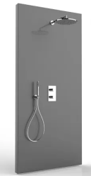 Душевая система Bossini COSMO: смеситель на 2 выхода, верхний душ 280 мм, ручной душ ZEN с водорозеткой, шланг 150 см, внутренний (скрытый монтаж), цвет хром, материал латунь/пластик, для ванной