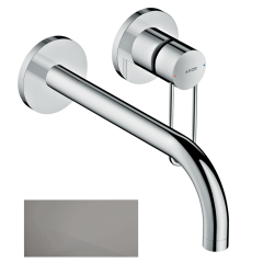 Смеситель для раковины Axor Uno, однорычажный, с рукояткой-петлей, настенный/встраиваемый, скрытого монтажа, фиксированный излив, длина излива 22,5 см, керамический, латунь, цвет полированный черный хром, отдельные розетки, незапираемый сливной набор