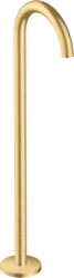 Излив для ванны Axor Uno аркообразный, без переключателя на душ, напольный, неповоротный, латунь, цвет: шлифованное золото, округлый, длина излива 22,6 см, для смесителя/ванны/ванной/душевой, без смесителя