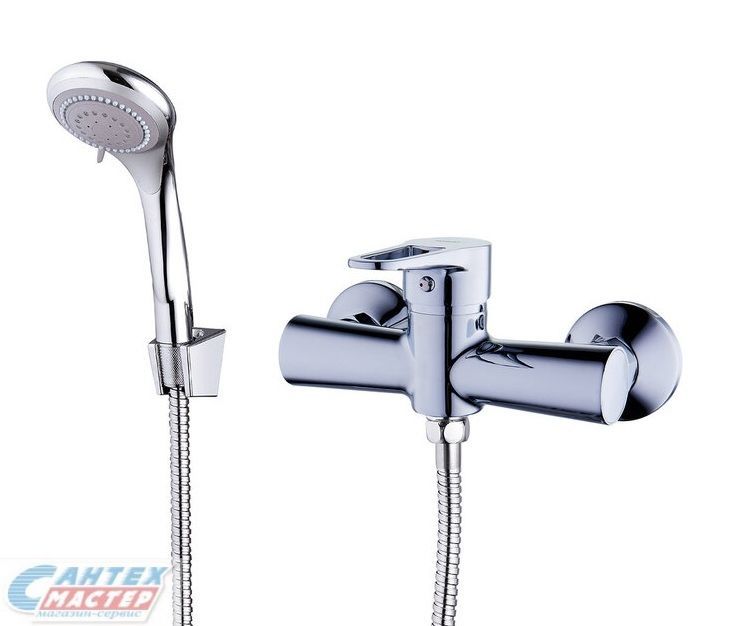 Смеситель для душа G-lauf однорычажный, керамический, настенный, с аксессуарами, без излива, с лейкой, шлангом, латунь хром