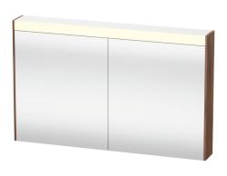 Зеркальный шкаф Duravit Brioso, 102х76х14,8 см, подвесной, цвет: орех матовый, зеркало с подсветкой LED/ЛЭД, выключатель/розетка, с 2 распашными дверцами/двухстворчатый, 2 стеклянные полки, прямоугольный