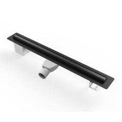 Душевой дренажный канал щелевой MCH CH800SLC Slim Line 800х3,5 мм пластиковый, решетка и рамка нержавеющая сталь, с боковым сливом D50 черный