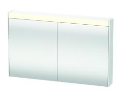 Зеркальный шкаф Duravit Brioso, 122х76х14,8 см, подвесной, цвет: белый матовый, зеркало с подсветкой LED/ЛЭД, выключатель/розетка, с 2 распашными дверцами/двухстворчатый, 4 стеклянные полки, прямоугольный