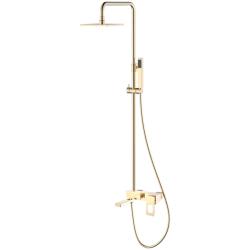 Душевая система Boheme Q, высота 1426 мм, цвет золото, комплект: однорычажный смеситель/излив/тропический душ (с верхней лейкой)/стойка/лейка/шланг, наружного монтажа Душевая система Boheme Q, высота 1426 мм, цвет золото, комплект: однорычажный смеситель/излив/тропический душ (с верхней лейкой)/стойка/лейка/шланг, наружного монтажа