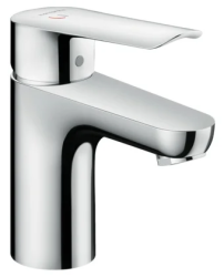 Смеситель для раковины Hansgrohe Logis E 70, однорычажный, фиксированный, излив короткий, длина 10,7 см, керамический, латунь, цвет хром, с донным клапаном