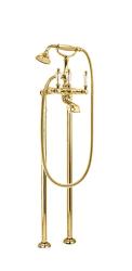 Смеситель для ванны/душа Cezares Diamond, напольный, двухвентильный, неповоротный, длина 97 мм, керамический, латунь, цвет золото 24 карат