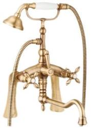 Смеситель для ванны/душа Cezares Nostalgia, на борт ванны, двухвентильный, неповоротный, длина 150 мм, керамический, латунь, цвет золото