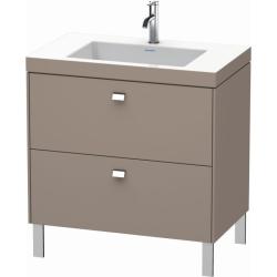 Тумба c раковиной Duravit Brioso, 80х48х61,3 см, подвесная, 2 выдвижных ящика, ДСП, цвет: базальт/хром /Vero Air, мебельная, прямоугольная, цвет белый, фарфоровая, без отверстия под смеситель, без перелива