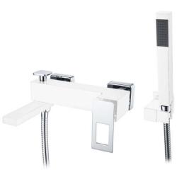 Смеситель для ванны/душа Boheme Q, однорычажный, настенный, керамический, неповоротный, длина излива 171 мм, латунь, цвет белый