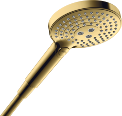Лейка душевая Axor ShowerSolutions 120 3jet, настенная, регулируемая, круглая, с 3 режимами, латунная, цвет полированное золото, ручная, для душа/ванной