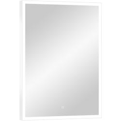 Зеркало Континент "Frame White Led", 80х120 см, с LED/ЛЕД-подсветкой, цвет рамы: белый, прямоугольное, выключатель сенсорный, для ванны, навесное/подвесное/настенное